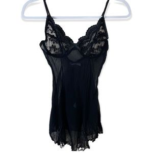 Vintage Black Lace Sheer Lingerie Set New